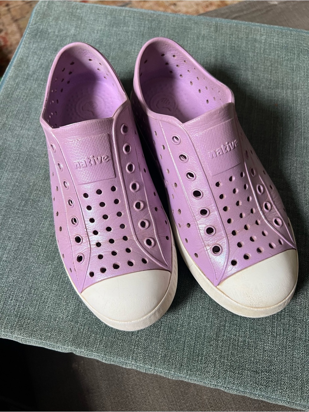 Native Lavender Slip-On Sneakers with White Toe Cap